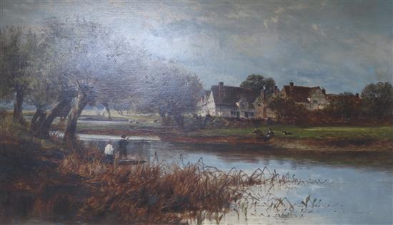 William E. Harris Anglers beside a river 60 x 101cm